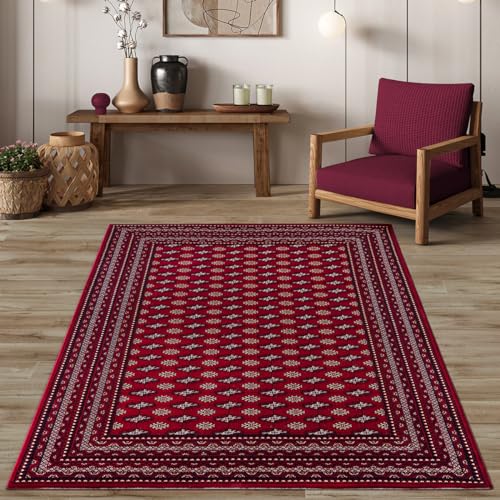 the carpet Elegant Klassicher hochwertiger Teppich mit orientalischem Muster, Orient-Optik, Orientalisch, weicher Kurzflor, Polyester, langlebig, Rot, 200 x 290 cm von the carpet