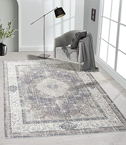 the carpet Elira Teppich, Flachgewebe, Robust, Modernes Design, Vintage Optik, Used Look, Superflach, Baumwolle, waschbar, Orientalisch, Beige, ca. 240 x 340 cm von the carpet