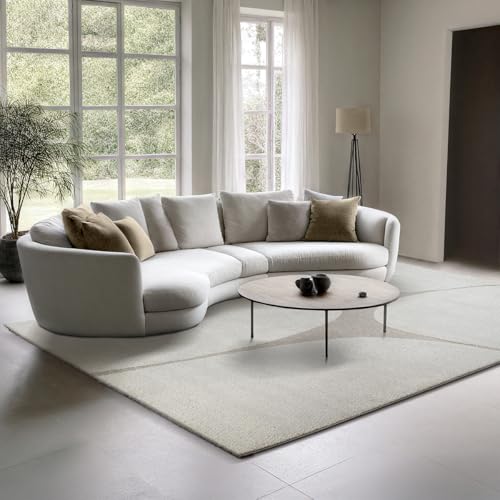 the carpet Elisa moderner Wohnzimmer Teppich, geometrisches Design, hohe Flordichte und angenehm weich, Creme, 80 x 150 cm von the carpet