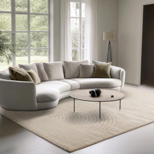 the carpet Elisa moderner Wohnzimmer Teppich, geometrisches Design, hohe Flordichte und angenehm weiche, Beige, 140 x 200 cm the carpet Elisa moderner Wohnzimmer Teppich, geometrisches Design, hohe Flordichte und angenehm weiche, Beige, 140 x 200 cm von the carpet