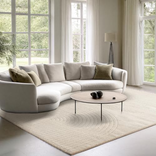 the carpet Elisa moderner Wohnzimmer Teppich, geometrisches Design, hohe Flordichte und angenehm weich, Creme, 200 x 280 cm von the carpet