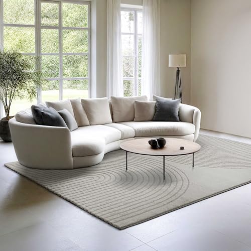 the carpet Elisa moderner Wohnzimmer Teppich, geometrisches Design, hohe Flordichte und angenehm weich, Grau, 140 x 200 cm von the carpet