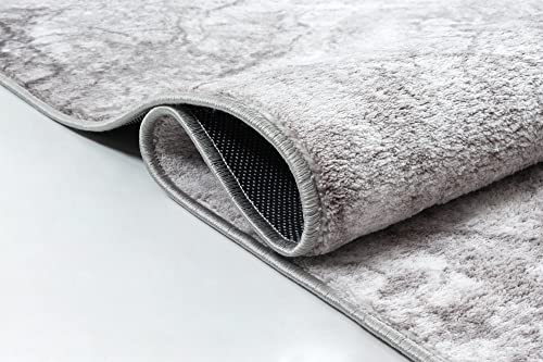 the carpet Enna moderner Teppich aus pflegeleichtem Polyester, Flachgewebe mit Antirutsch-Rücken, rutschfest und strapazierfähiger Teppich, Grau, 120 cm Rund von the carpet