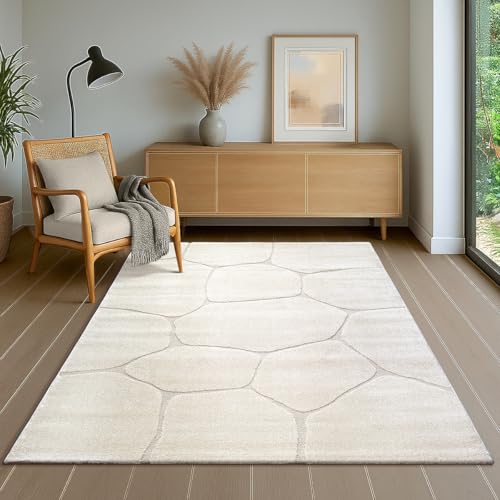 the carpet Everest - moderner Kurzflor Teppich Wohnzimmer Schlafzimmer mit Hoch-Tief-Effekt, 3D Effekt, hohe Flordichte und angenehm weich, Wabenmuster, Creme, 160 x 230 cm the carpet Everest - moderner Kurzflor Teppich Wohnzimmer Schlafzimmer mit Hoch-Tief-Effekt, 3D Effekt, hohe Flordichte und angenehm weich, Wabenmuster, Creme, 160 x 230 cm von the carpet