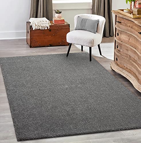 the carpet Grande Moderner Flauschiger Dichter Kurzflor Wohnzimmer Teppich, Supersoft Feeling, Elegant und Pflegeleicht, Grau, 140 x 200 cm von the carpet