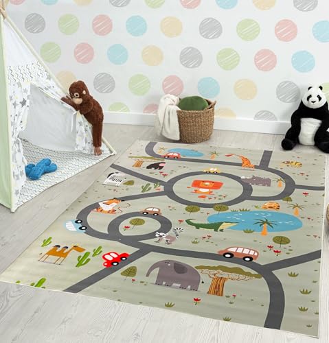 the carpet Happy Life Kinderzimmer, Kinderteppich, Spielteppich, Straßenteppich, Straße, Dschungel, Tiere, Auto, Dschungel-grün-2, 80 x 150 cm the carpet Happy Life Kinderzimmer, Kinderteppich, Spielteppich, Straßenteppich, Straße, Dschungel, Tiere, Auto, Dschungel-grün-2, 80 x 150 cm von the carpet