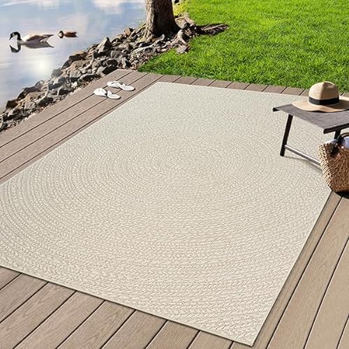 the carpet Kansas - robuster In- und Outdoor Teppich im natürlichen Jute-Look, wetterfest, geeignet für Terrasse und Garten, Creme, ca. 80 x 150 cm von the carpet