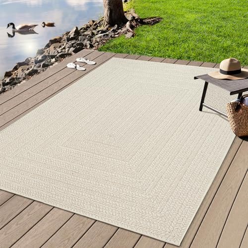 the carpet Kansas - robuster In- und Outdoor Teppich im natürlichen Jute-Look, wetterfest, geeignet für Terrasse und Garten, Creme, ca. 160 x 230 cm von the carpet