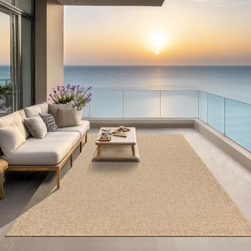 the carpet Kansas - robuster In- und Outdoor Teppich im natürlichen Jute-Look, wetterfest, geeignet für Terrasse und Garten, ca. 140 x 200 cm von the carpet