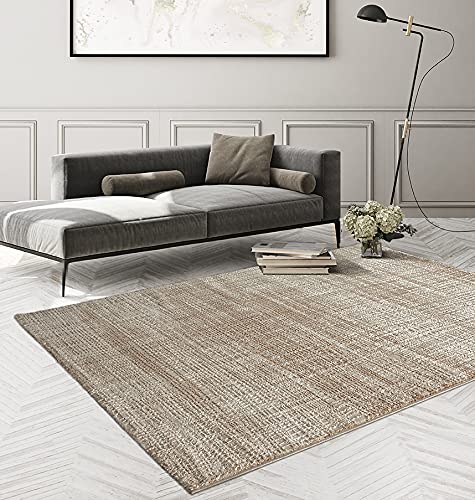 the carpet Knight Eleganter, Hochwertiger, Wohnzimmer Teppich, Softer Kurzflor, 3-D Effekt, Glänzende Design-Elemente, Hoch-Tief Struktur, Beige, 200 x 290 cm von the carpet