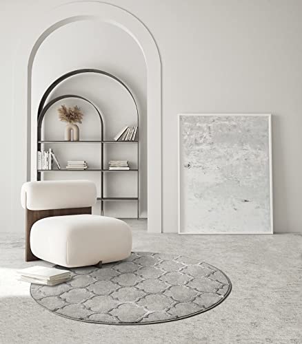 the carpet Knight Eleganter, Hochwertiger, Wohnzimmer Teppich, Softer Kurzflor, 3-D Effekt, Glänzende Design-Elemente, Hoch-Tief Struktur, Grau, 160 cm Rund the carpet Knight Eleganter, Hochwertiger, Wohnzimmer Teppich, Softer Kurzflor, 3-D Effekt, Glänzende Design-Elemente, Hoch-Tief Struktur, Grau, 160 cm Rund von the carpet