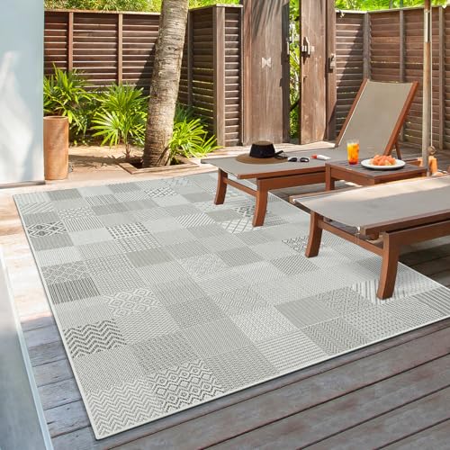 the carpet Lagos robuster Outdoor Teppich, modern, Wetterfest & UV-beständig, für Balkon, Terrasse und Wintergarten, Aber auch für die Küche geeignet, flachgewebt, Multi 1, 80 x 150 cm von the carpet