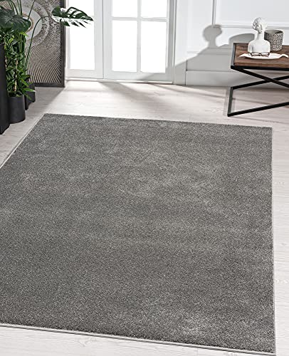 the carpet Marley eleganter Designer Teppich Wohnzimmer, weicher & pflegeleichter Kurzflor Wohnzimmerteppich in Anthrazit, Teppich 200 x 290 cm von the carpet