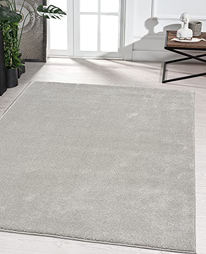 the carpet Marley eleganter Designer Teppich Wohnzimmer, weicher & pflegeleichter Kurzflor Wohnzimmerteppich in Silber, Teppich 120 x 170 cm von the carpet