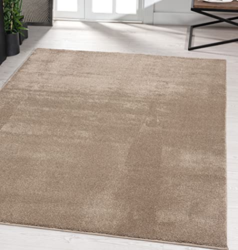 the carpet Marley eleganter Designer Teppich Wohnzimmer, weicher & pflegeleichter Kurzflor Wohnzimmerteppich in Taupe, Teppich 120 x 170 cm von the carpet