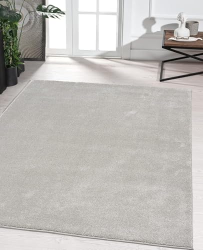 the carpet Marley eleganter Designer Teppich Wohnzimmer, weicher & pflegeleichter Kurzflor Wohnzimmerteppich in Silber, 80 x 250 cm von the carpet