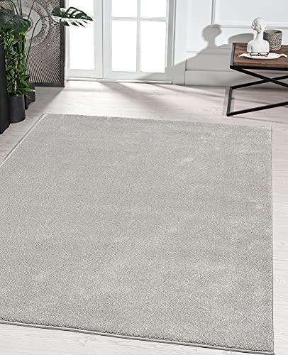 the carpet Marley eleganter Designer Teppich Wohnzimmer, weicher & pflegeleichter Kurzflor Wohnzimmerteppich in Silber, Teppich 160 x 230 cm von the carpet