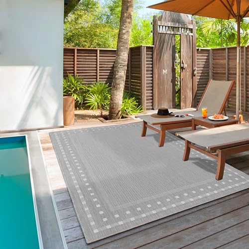 the carpet Mistra - Moderner In- und Outdoor Teppich, perfekt für das Wohnzimmer, Schlafzimmer oder die Terrasse, Wetterfest, langlebig und pflegeleicht, Grau, 120 x 170 cm von the carpet