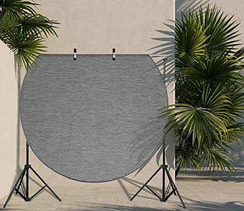 the carpet Mistra - robuster Outdoor Teppich, modern, Wetterfest & UV-beständig, für Balkon, Terrasse und Wintergarten Aber auch für die Küche geeignet, flachgewebt, Anthrazit - 1, 120 cm Rund von the carpet