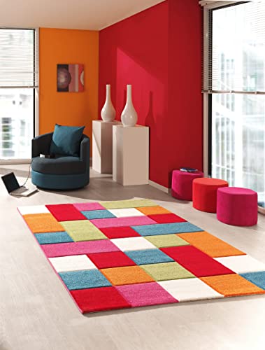 the carpet Monde Moderner Weicher Kinderteppich, Weicher Flor, Pflegeleicht, Farbecht, Lebendige Farben, Kariert, Bunt, 160 x 230 cm von the carpet