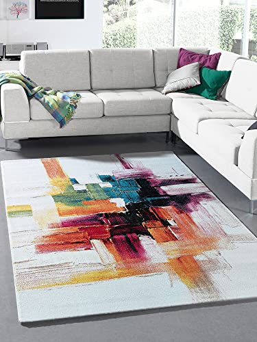 the carpet Monde Moderner Designer Wohnzimmer Teppich, Weicher Kurzflor, Blickfang, Abstrakt, Creme, 80 x 150 cm von the carpet