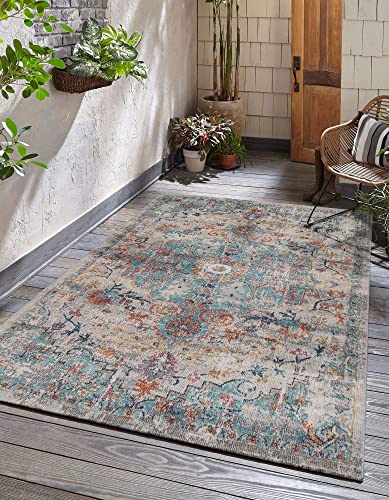 the carpet Palma - robuster Outdoor Teppich, modernes Design, Wetterfest & UV-beständig, auch für Küche oder Esszimmer geeignet, Mehrfarbig, Bunt, 120 x 170 cm von the carpet