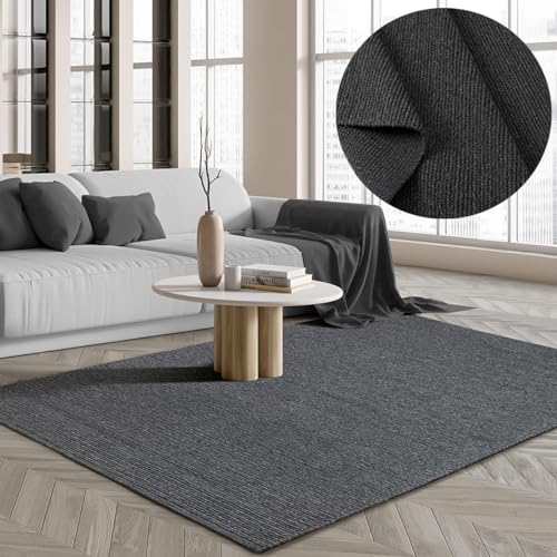 the carpet Premium Wool Handweb-Teppich, Naturfaser Wollteppich, Eleganz im skandinavischen Flachgewebe-Stil, Anthrazit, 120 x 170 cm von the carpet