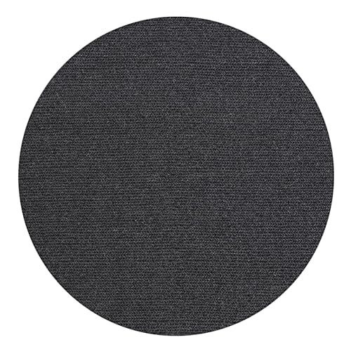the carpet Premium Wool Handweb-Teppich, Naturfaser Wollteppich, Eleganz im skandinavischen Flachgewebe-Stil, Anthrazit, 160 cm Rund von the carpet