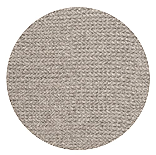 the carpet Premium Wool Handweb-Teppich, Naturfaser Wollteppich, Eleganz im skandinavischen Flachgewebe-Stil, Beige, 200 cm Rund von the carpet