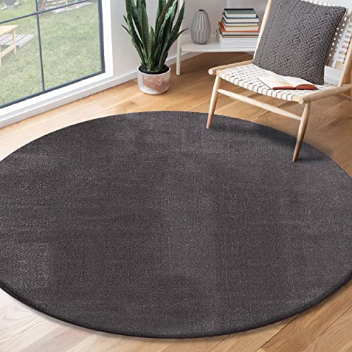 the carpet Relax Moderner Flauschiger Kurzflor Teppich, Anti-Rutsch Unterseite, Waschbar bis 30 Grad, Super Soft, Felloptik, Anthrazit, 200 x 200 cm Rund the carpet Relax Moderner Flauschiger Kurzflor Teppich, Anti-Rutsch Unterseite, Waschbar bis 30 Grad, Super Soft, Felloptik, Anthrazit, 200 x 200 cm Rund von the carpet