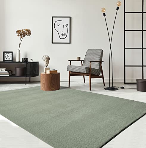 the carpet Relax Moderner Flauschiger Kurzflor Teppich, Anti-Rutsch Unterseite, Waschbar bis 30 Grad, Super Soft, Felloptik, Grün, 60 x 110 cm von the carpet