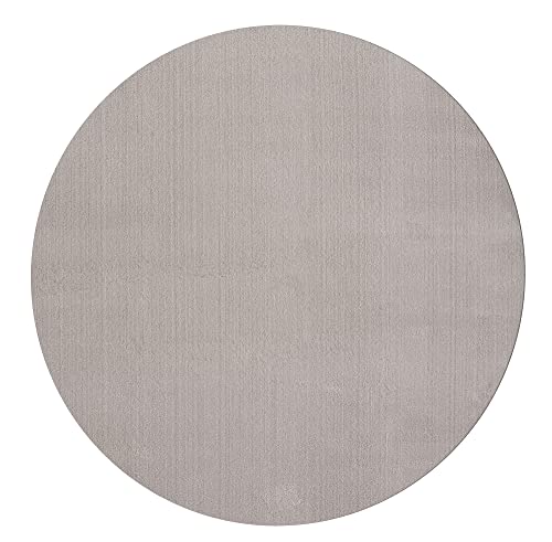 the carpet Relax Weicher, Badezimmerteppich, Bad Set, Badematte, Badvorleger, Anti-Rutsch Unterseite, Waschbar bis 30 Grad, Super Soft, Felloptik Sand, 120 x 120 cm Rund von the carpet