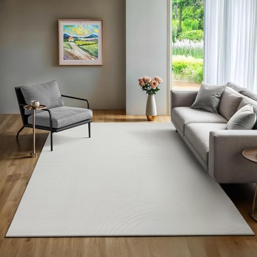 the carpet Rio - moderner und weicher Teppich Wohnzimmer Schlafzimmer mit Anti-Rutsch-Rücken und 3D-Optik, Flauschige Oberfläche, pflegeleicht und robust, Creme, 80 x 150 cm von the carpet