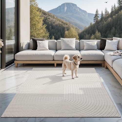 the carpet Santo Plus moderner Teppich - hochwertiger Wohnzimmer Schlafzimmer Teppich Creme - Boho Teppich in 200 x 280 cm aus Polypropylen von the carpet