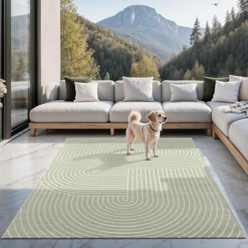 the carpet Santo Plus - Hochwertiger Outdoor Teppich, Passend für Wohnzimmer, Schlafzimmer und Terrasse, Wetterfest, langlebig und pflegeleicht, Grün, 240 x 340 cm von the carpet