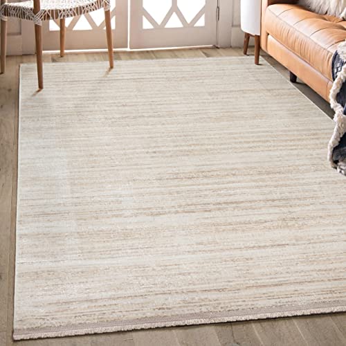 the carpet Seattle moderner Kurzflor Teppich, hochwertiger Glanzeffekt und hohe Flordichte, luxuriös, 100% Polyester, Beige, 160 x 230 cm von the carpet