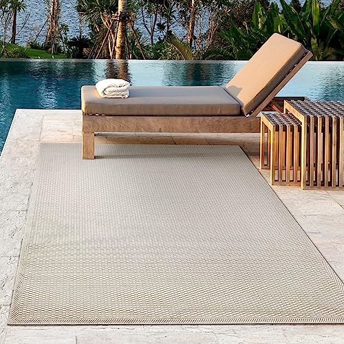 the carpet Toulouse - Outdoor-Teppich für Terrasse und Balkon - Wetterfest, UV-Beständig, Wasserabweisend, Pflegeleicht, Robust und Strapazierfähig, Creme, 120 x 160 cm von the carpet