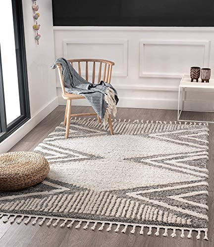 the carpet Vera Handmade-Look, Super Weicher Wohnzimmer Teppich, 3D Effekt, Hochflor, Langflor, Fransen, Skandinavisch, Geometrisches Muster, Beige, 120 x 170 cm von the carpet