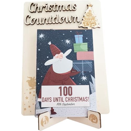 100 Tage Weihnachts-Countdown-Kalender - jedes Jahr verwendbar - Holzständer 100 Tage Weihnachts-Countdown-Kalender - jedes Jahr verwendbar - Holzständer von the lazy panda card company
