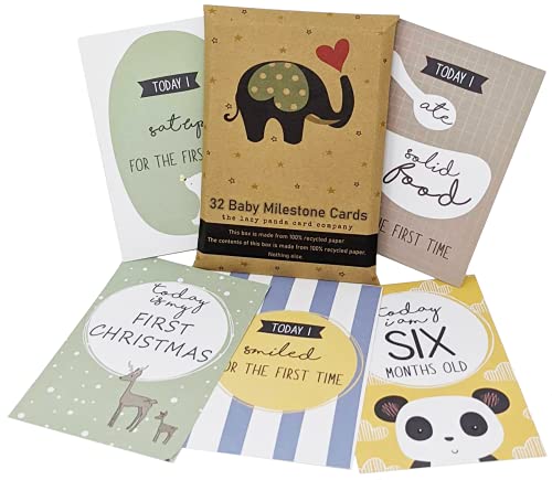 32 umweltfreundliche Baby-Meilensteinkarten aus recyceltem Material 32 umweltfreundliche Baby-Meilensteinkarten aus recyceltem Material von the lazy panda card company