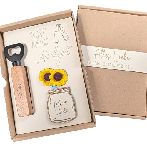 Hochzeitsgeschenk Geldgeschenk Flaschenöffner und Hochzeitskarte im Set Hochzeitsgeschenk Geldgeschenk Flaschenöffner und Hochzeitskarte im Set von the lazy panda card company