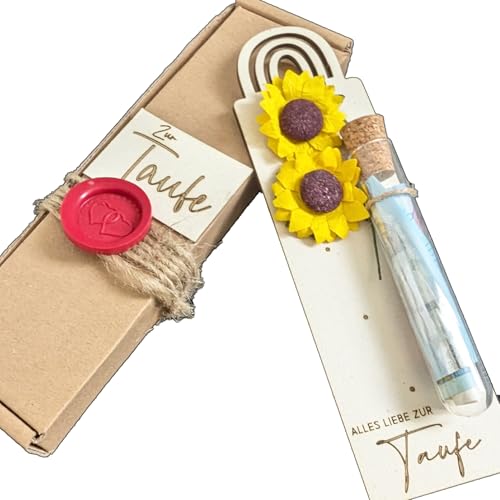 Taufgeschenk Reagenzglas Holz – Geldgeschenk Handmade Deutschland Rustikal Deko Sunflower Taufe Geld Geschenk von the lazy panda card company