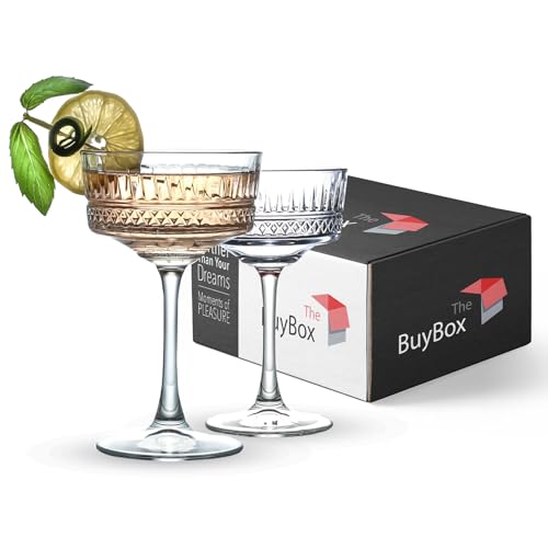 The Buybox Vintage Coupé-Gläser, 2er-Set, Champagner, Cocktail, Martini, Weingläser, lange Stiel, 260 ml, 2 Stück von the mask el turko