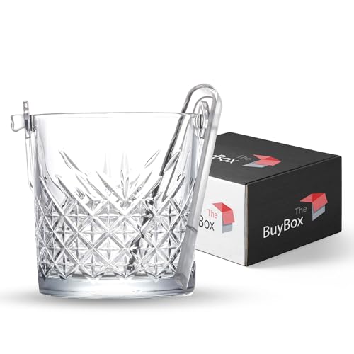 the mask el turko Glas-Eiskübel mit Griff und Zange, Glas-Eimer-Set, Eimer für Rakı, Whisky, Grillabende, Partys, Bars, Clubs, 1,1 l von the mask el turko