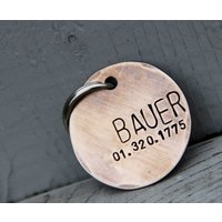 Benutzerdefinierte Haustier-Id-Marke - Bauer Handgestempelter Vintage-Hundenamen-Tag in Antiker Bronze, Geschenk Für Haustier-Elternteil Benutzerdefinierte Haustier-Id-Marke - Bauer Handgestempelter Vintage-Hundenamen-Tag in Antiker Bronze, Geschenk Für Haustier-Elternteil von theCopperPoppy