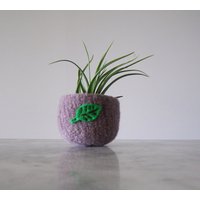 Air Planter Pflanzgefäß - Grau/Lavendel Gefilzte Schale Mit Hellgrünem Blatt Ringschale Catch All Pflanztopf Geschenke Für Gärtner Air Planter Pflanzgefäß - Grau/Lavendel Gefilzte Schale Mit Hellgrünem Blatt Ringschale Catch All Pflanztopf Geschenke Für Gärtner von theFelterie