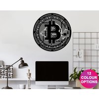 Bitcoin Symbol Metall Wandkunst, Kryptowährung Crytpo Wanddekoration, Btc Geschenk, Bitcoin Wanddekoration von theMetalArtLove