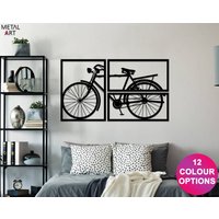 Gerahmte Fahrrad Wandkunst, 3 Teile Wanddekoration, Metall Wohndekoration Geschenk von theMetalArtLove