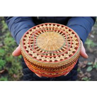 Vintage Handgemachte Runde Strohbox - Udssr Box 1970Er Jahre Aufbewahrungsbox von theMomsAttic