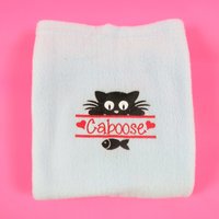 Personalisierte Bestickte Katzendecke Soft Fleece Kätzchen Fisch Design Blaues Katzenbett Geschenk Für Haustier von theTbird